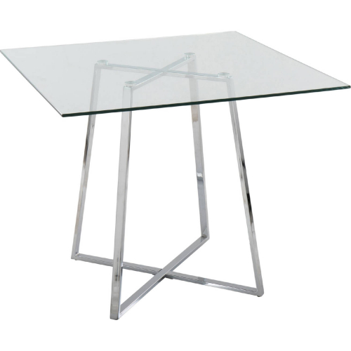 Cosmo Square Dining Table in Chrome & Clear Glass